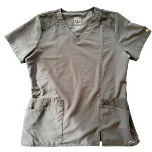 Barco‎ One Wellness Womens Scrub Top V-Neck With Pockets Size M Grey Lightweight